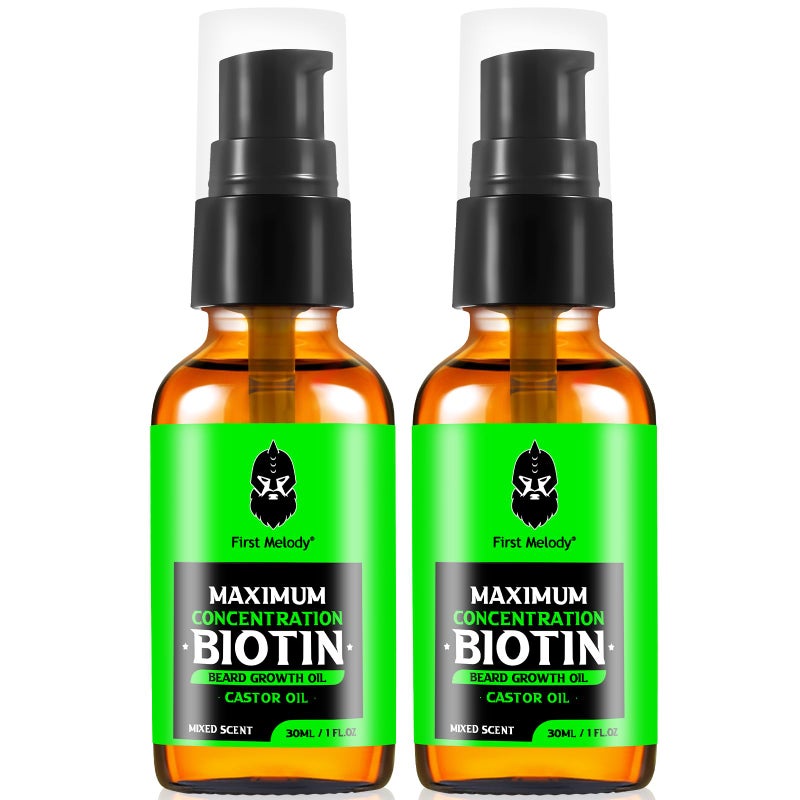 First Melody Beard OilMaximun Thickening Biotin with Castor Oil and Argan  Jojoba Oils Promotes Beard Growth Styles Strengthens  Softens Beards  Mustaches1 Ounce22 Pack